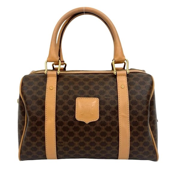 CELINE Vintage Brown Leather Boston Bag - Picture 1 of 9